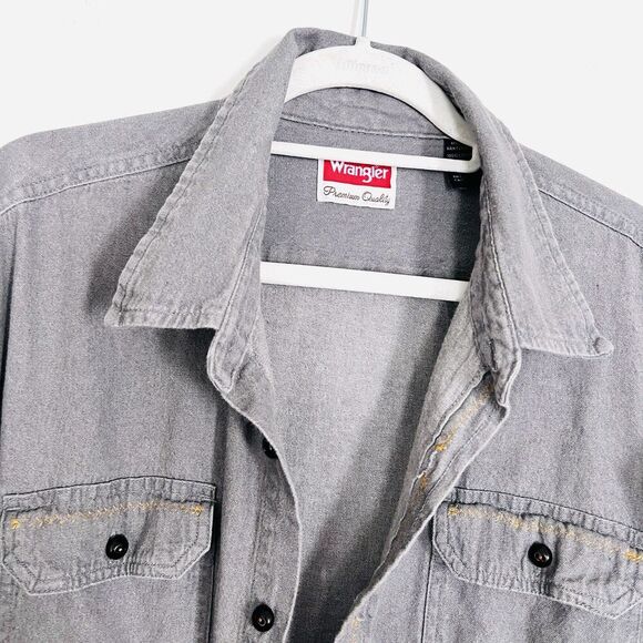 🎉Clearance🎉Wrangler Modified Gray & Orange Button Down Mens Shirt XL - Picture 2 of 9